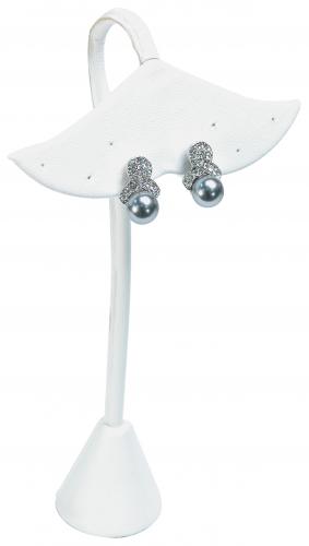 4-prs FLORA EARRING DISPLAY-WHITE FAUX LEATHER